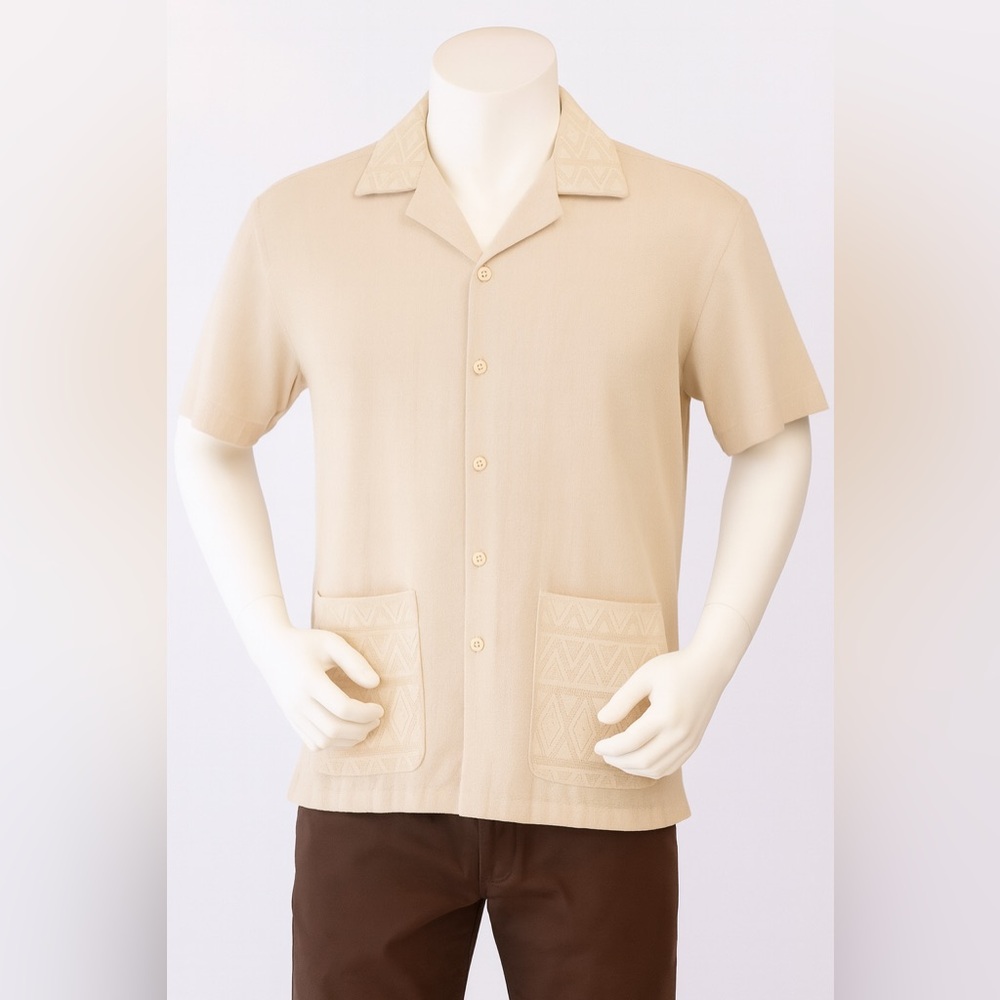 Malibu Men's Beige Short Sleeve Shirt Jacket
